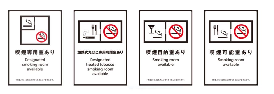 各種喫煙室があることを示す標識
